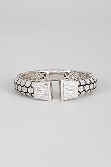 White Finish Enameled Zircon Kada