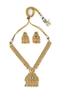 Gold Finish Long Necklace Set