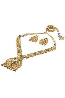 Gold Finish Long Necklace Set