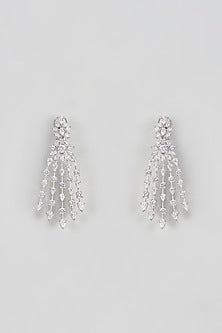 White Finish Zircon Dangler Earrings