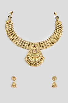 Gold Finish Temple Necklace Set