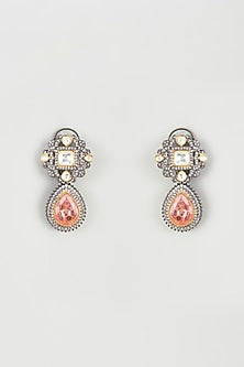 Oxidised Finish Zircon Dangler Earrings