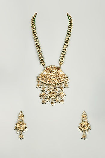 Gold Finish Kundan Long Necklace Set