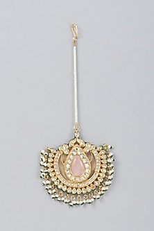 Gold Finish Kundan Polki Maangtikka