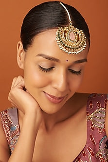 Gold Finish Kundan Polki Maangtikka