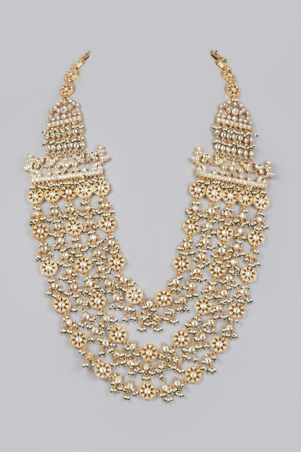 Gold Finish Kundan Polki Long Necklace