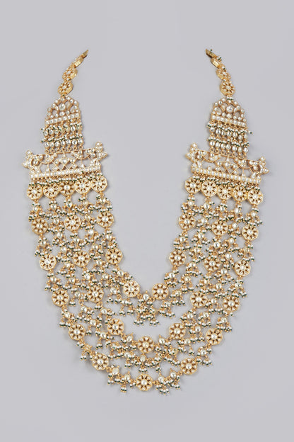 Gold Finish Kundan Polki Long Necklace