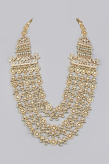 Gold Finish Kundan Polki Long Necklace