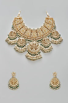 Gold Finish Kundan Polki Choker Necklace Set