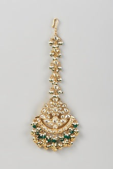 Gold Finish Kundan Polki Maangtikka