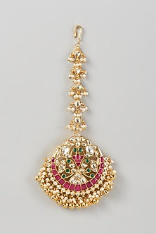 Gold Finish Kundan Polki Maangtikka