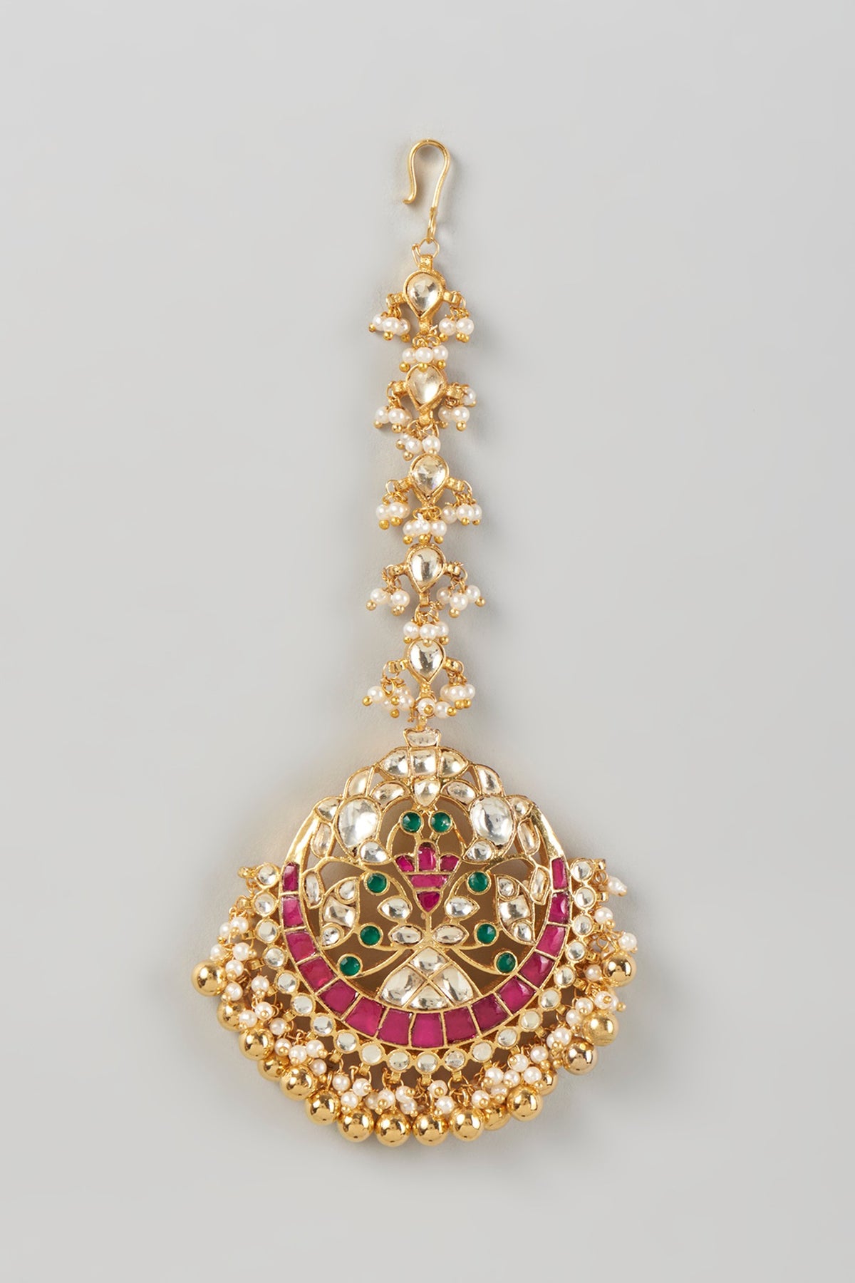Gold Finish Kundan Polki Maangtikka