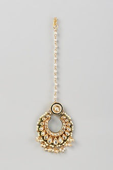 Gold Finish Kundan Polki Maangtikka