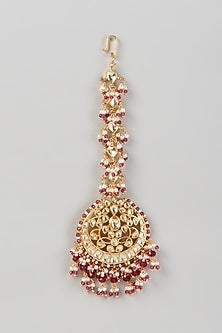 Gold Finish Kundan Polki Maangtikka