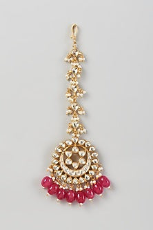 Gold Finish Kundan Polki Maangtikka