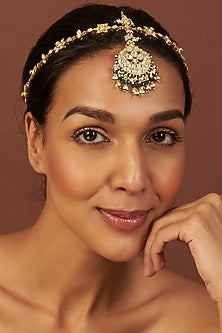 Gold Finish Kundan Polki Mathapatti