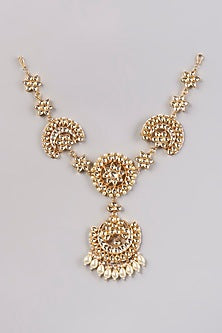 Gold Finish Kundan Polki Mathapatti