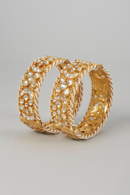 Gold Finish Kundan Polki Bangle