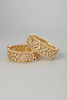 Gold Finish Kundan Polki Bangle