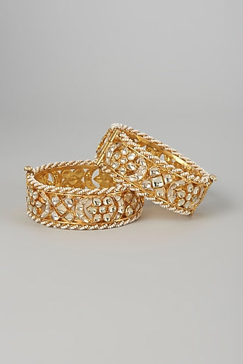 Gold Finish Kundan Polki Bangle