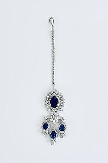 White Finish Zircon & Sapphire Synthetic Stone Necklace Set