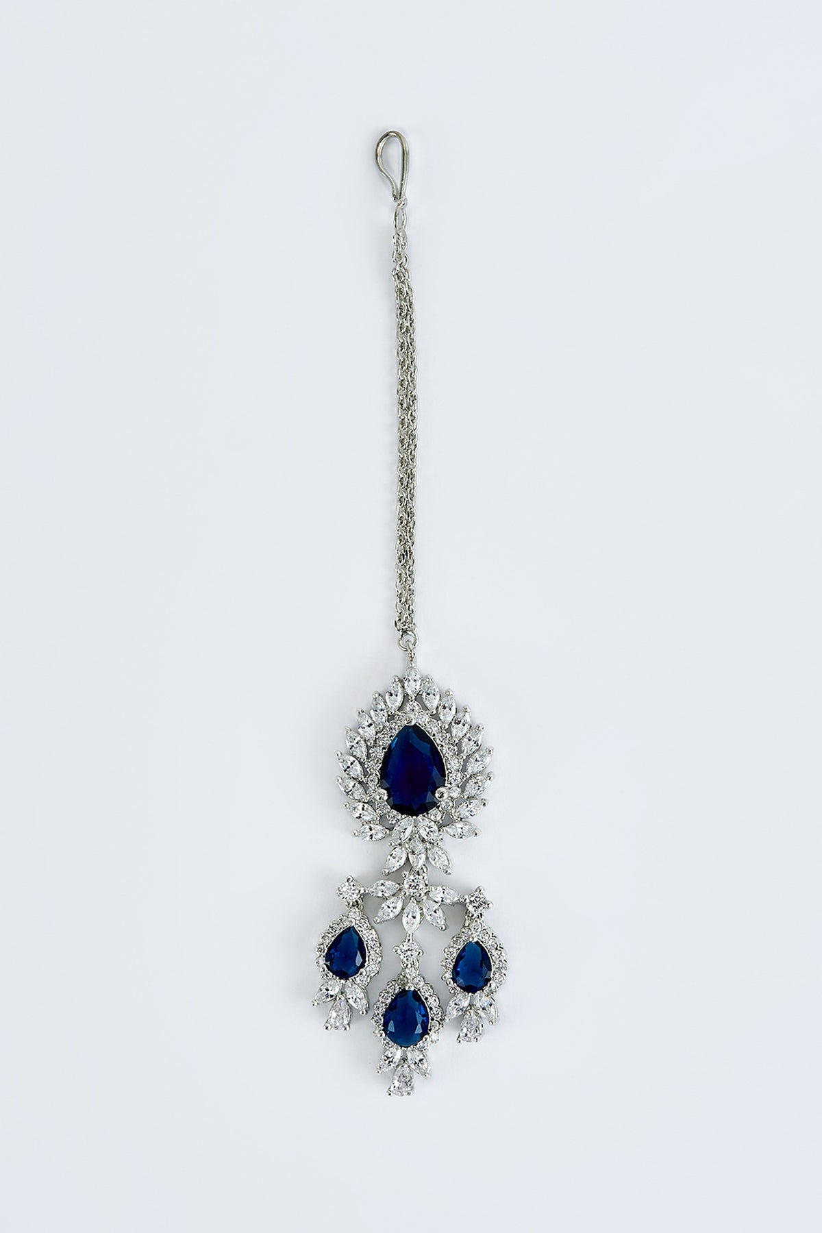 White Finish Zircon & Sapphire Synthetic Stone Necklace Set