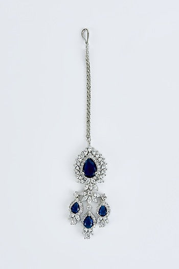 White Finish Zircon & Sapphire Synthetic Stone Necklace Set