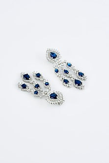 White Finish Zircon & Sapphire Synthetic Stone Necklace Set