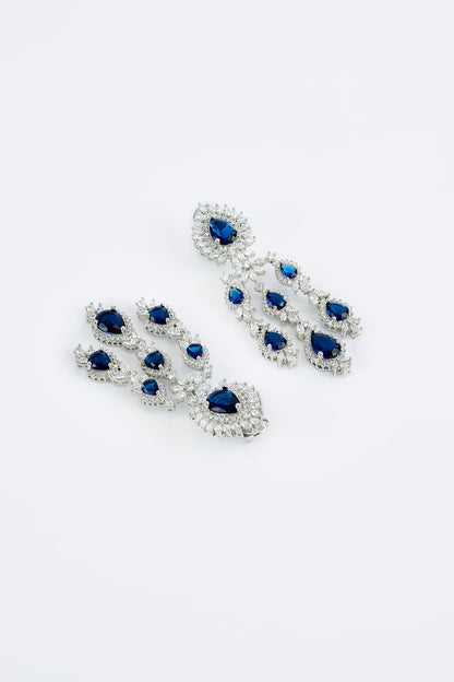 White Finish Zircon & Sapphire Synthetic Stone Necklace Set