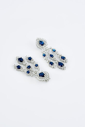 White Finish Zircon & Sapphire Synthetic Stone Necklace Set