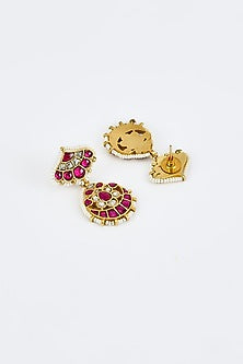 Gold Finish Kundan Polki & Red Stone Choker Necklace Set