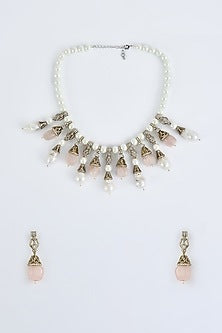 Gold Finish Kundan Polki & Pink Diamond Necklace Set