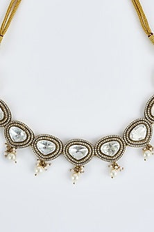 Gold Finish Kundan Polki Choker Necklace Set