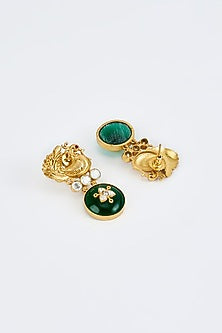 Two-Tone Finish Kundan Polki & Emerald Stone Dangler Earrings