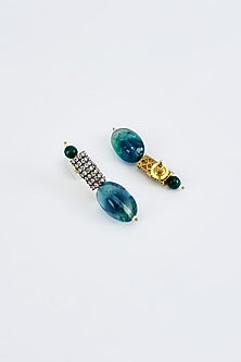 Gold Finish Zircon & Sapphire Stone Necklace Set