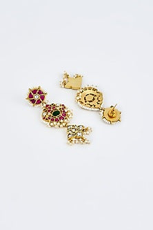 Gold Finish Kundan Polki & Red Stone Choker Necklace Set