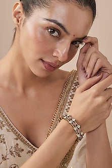 Two-Tone Finish Kundan Polki & Ruby Stone Bangle