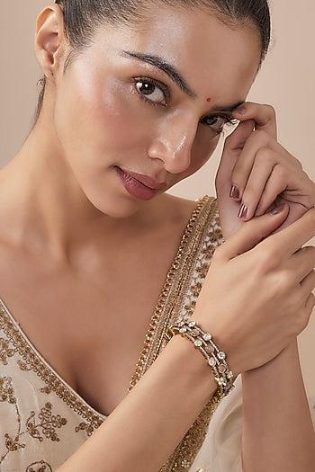 Two-Tone Finish Kundan Polki & Ruby Stone Bangle