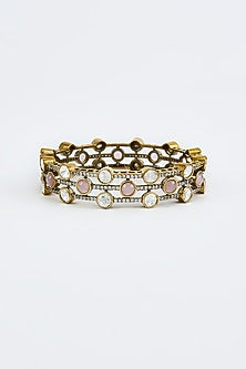 Two-Tone Finish Kundan Polki & Ruby Stone Bangle