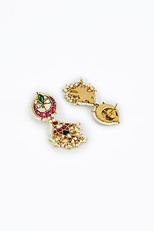 Gold Finish Kundan Polki & Multi-Colored Stone Choker Necklace Set