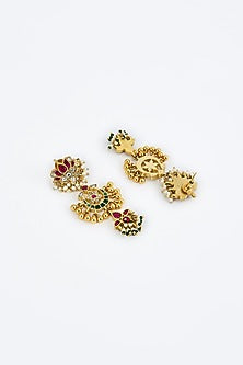 Gold Finish Kundan Polki & Green Stone Choker Necklace Set