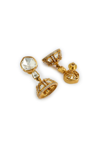 Gold Finish Kundan Polki Necklace Set
