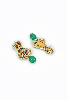 Gold Finish Kundan Polki & Multi-Colored Stone Necklace Set