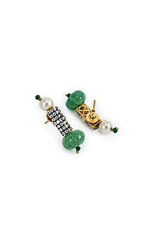 Gold Finish Zircon & Green Sapphire Synthetic Stone Necklace Set