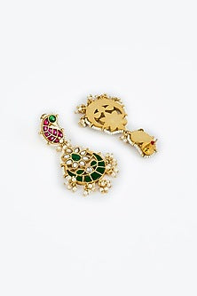 Gold Finish Kundan Polki & Multi-Colored Stone Choker Necklace Set