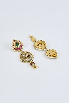 Gold Finish Kundan Polki & Red Stone Choker Necklace Set
