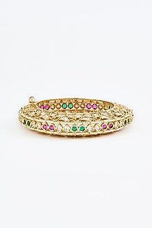 Gold Finish Kundan Polki Bangle