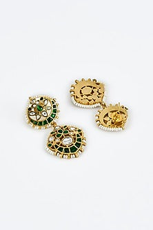 Gold Finish Kundan Polki & Multi-Colored Stone Necklace Set