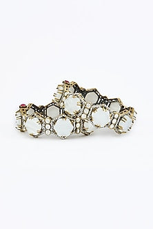 White Finish Zircon Bangles (Set Of 2)