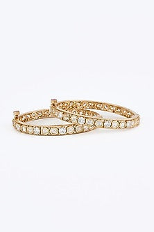 Gold Finish Kundan Polki Bangles (Set Of 2)